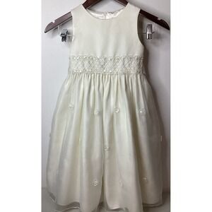 Cinderella Girls Sleeveless Ivory Pearls Wedding/pagent/special Occ Dress Size 5